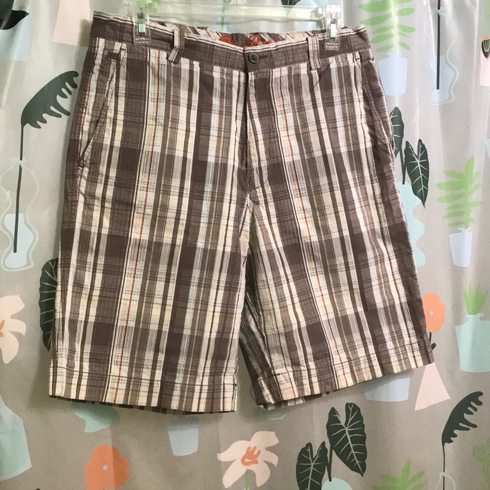 Men’s Tommy Bahama brown and white plaid shorts